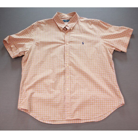 Men's Polo Ralph Lauren Classic Button Down Orange Plaid Dress Shirt Size XXL - Picture 1 of 11